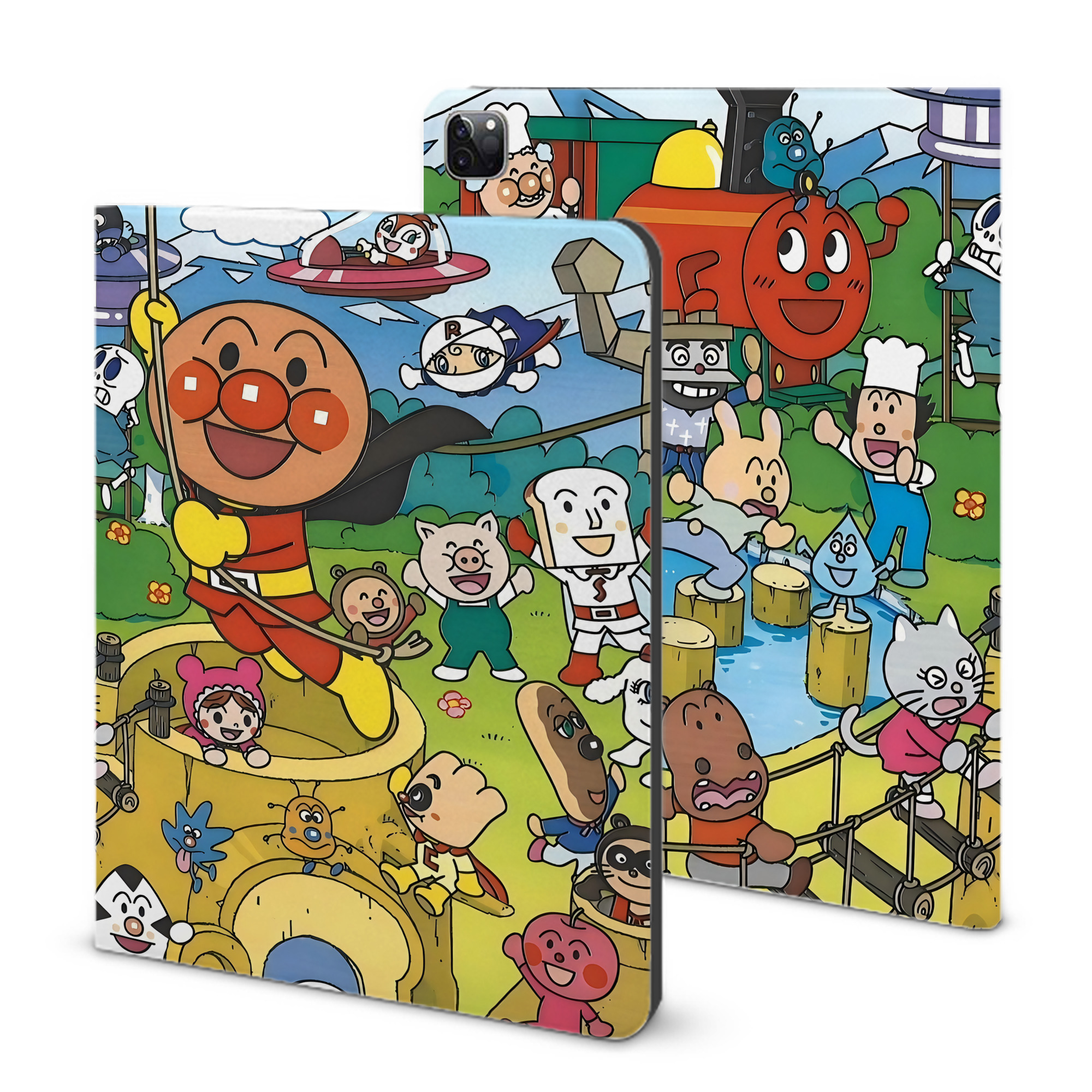 （画像用） アンパンマン Anpanman IPad ケース ブック型 PUレザー TPU 耐衝撃 軽量 薄型 ペン収納なし 全面保護 IPad 各モデル対応